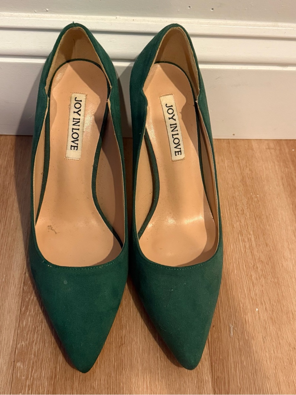 Joy In Love Emerald Green Pointed Toe Heels 7.5